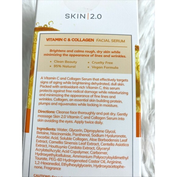 Skin 2.0 Vitamin C & Collagen Facial Serum Brightens Smooths Skin Made In Korea - Picture 4 of 7
